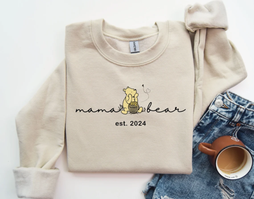 Personalized Mama Bear Winnie The Pooh Sweatshirt Mama Est Sweatshirt Gift for Mom Mothers Day Thoughtful Gifts for Mom Custom Mama Crewneck