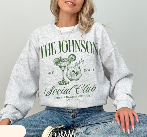 Luxury Bachelorette Merch, Charleston Bachelorette, Custom Name Crewneck Sweatshirt, Social Cocktail Club, Bridal Party Gifts, Wedding