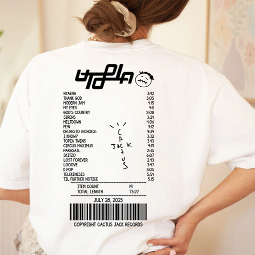 Travis Scott Utopia Tracklist Receipt Version BACK Shirt