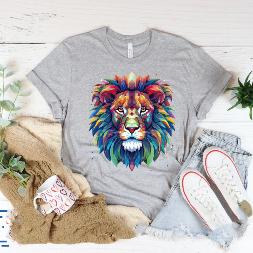 Lion Shirt, Animal Shirt, Animal Lover Unisex Shirt, Lion T-Shirt, Colorful Lion Art Shirt, Lion Face Shirt, Animal Face Shirt, Zoo Shirt