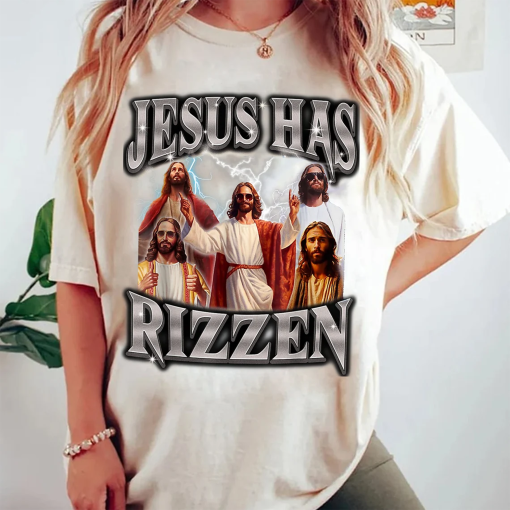 Jesus Has Rizzen PNG Bootleg Design, Retro 90s Jesus shirt, Funny Christian shirt, Jesus Playing Basketball, Retro Y2K Christian Faith Religious