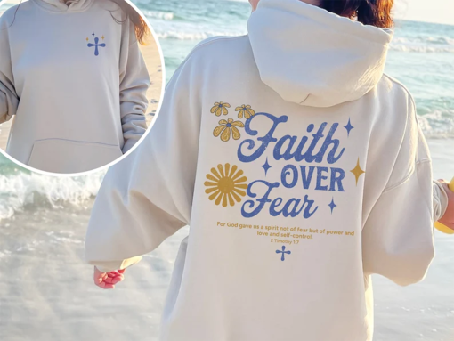 Faith Over Fear Hoodie, Christian Hoodie Bible Verse, Aesthetic Sweatshirts, Jesus Hoodie, Church hoodie, Trendy Hoodie Christian Streetwear