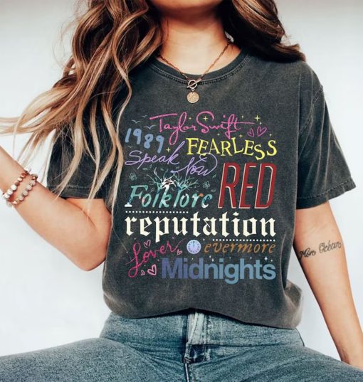 Taylor Eras Tour Album Shirt, Taylor Swiftie Merch, Swiftie Shirt Gift, Music Lover Shirt, Cute Swiftie Shirt