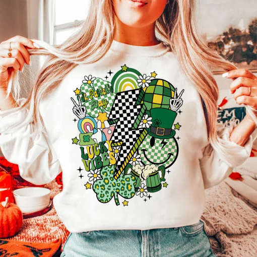 Retro St Patrick’s Day tshirtg, Saint Satricks Day, Lucky Sublimation, Clover tshirt, Shamrock tshirt, Sublimation hoodie and sweatshirt