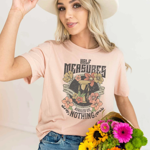 Vintage Floral Sobriety Birthday Celebration Pink T-Shirt | Inspiring Retro Big Book Quote Recovery Present for Mom | Sober Anniversary Gift