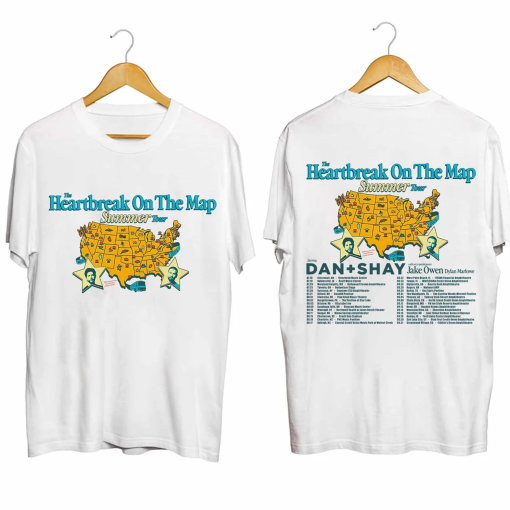 Dan And Shay Tour Heartbreak On The Map 2024 Shirt, Dan + Shay Band Shirt, Dan + Shay 2024 Summer Tour Shirt, Heartbreak On The Map Tour Tee