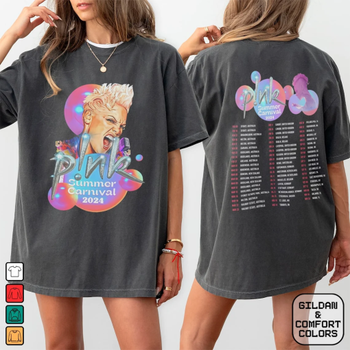 P!NK Pink Tour 2024 Graphic T-Shirt, Summer Carnival 2024 Pink Tee, 2024 Pink Tour Shirt, Music Tour 2024, Pink Fan Gift 19124VLRM-24