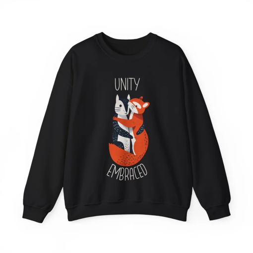 Embracing Squirrels Unity – Grey and Red Squirrel Friendship, Unisex Heavy Blend™ Crewneck Sweatshirt with Peaceful Animal Graphic