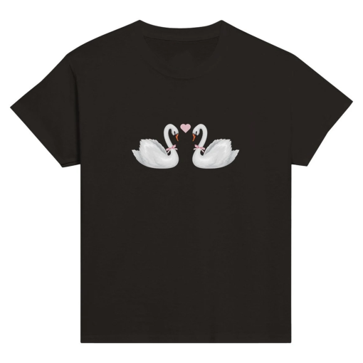 Swan Baby Tee, White Coquette T-shirt, Pink Bow Baby Tee for Women, Black Swan, Trendy Balletcore Aesthetic Clothing, Gift for Her