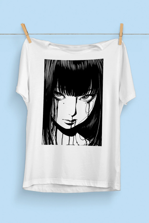 90s Anime Manga Girl T-Shirt | Japanese Horror | Alt Clothes | Anime Aesthetic | Grunge Clothing | Harajuku Streetwear Shirt | Gore Tee