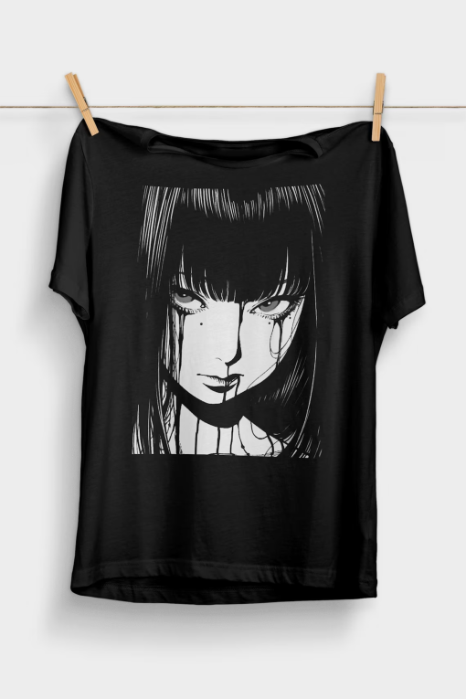 90s Anime Manga Girl T-Shirt | Japanese Horror | Alt Clothes | Anime Aesthetic | Grunge Clothing | Harajuku Streetwear Shirt | Gore Tee