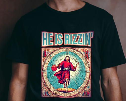 He Is Rizzin’ Vintage 90s Shirt, Funny Jesus Shirt, Humor Easter Shirt, Mosaic