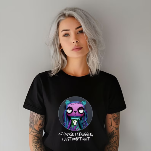 Gothic Adorable Doll Art Cotton Tshirt, unisex gift for goth lovers clothing oversize creepy cute fashion tee with quote I just don’t quit