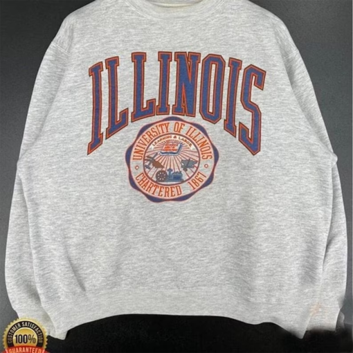 Vintage University of Illinois Logo Sweatshirt, NCAA Illinois Fighting Illini Shirt, University of Illinois