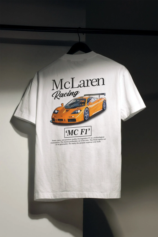 McLaren F1 Racing T-Shirt – Original Art Car Shirt Poster Type Design for Birthday / Gifts For Car Guys / Gift for Dad