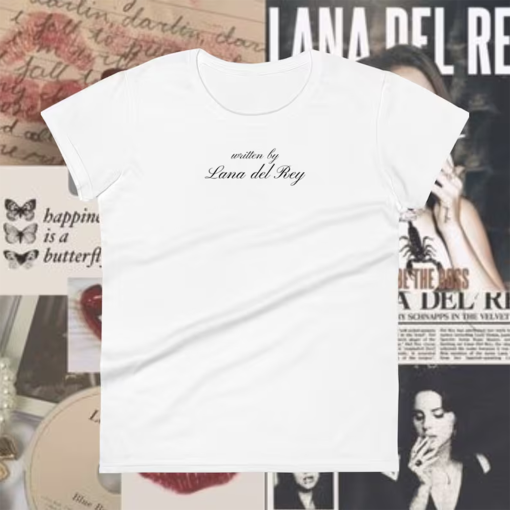 Written by Lana del rey tee, women’s t-shirt, coquette cursive shirt