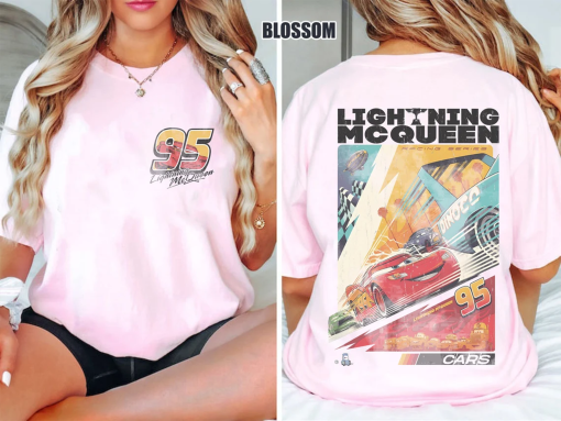 Two sided Retro Lightning Mcqueen Comfort Colors Shirt, Rusteze cars Shirt, Piston Cup shirt, Pixar Cars Shirts, WDW Family Vacation Shirts