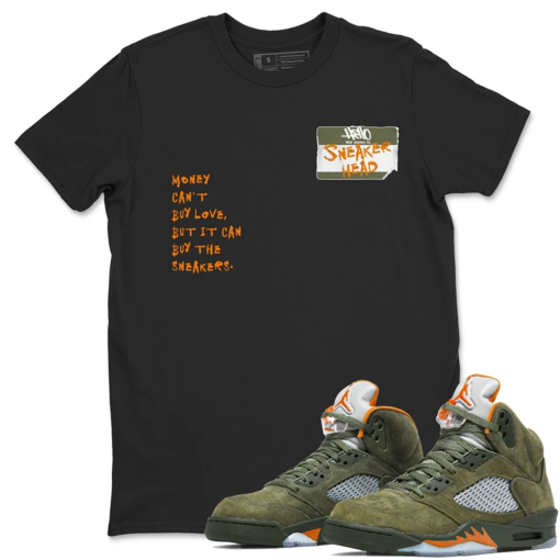 Sneakerhead Badge Unisex Crew Neck Sneaker Matching Tee Shirt To Match 5s Olive