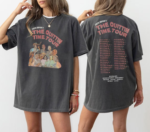 Limited Zach Bryan The Quittin Time Tour 2024 Front And Back Shirt, Zach Bryan 90s Tee, Zach Bryan Country Music Shirt, Zach Bryan Gift Tee