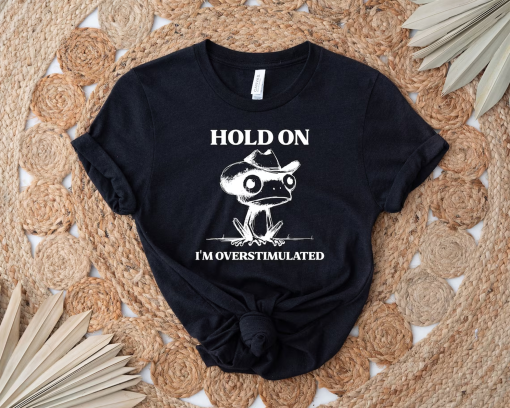 Hold On I’m Overstimulated Shirt, Funny Frog Shirt, Funny Meme Shirt, Trendy Shirt, Unisex T-shirt, Cool Shirt, Cute Animal Shirt