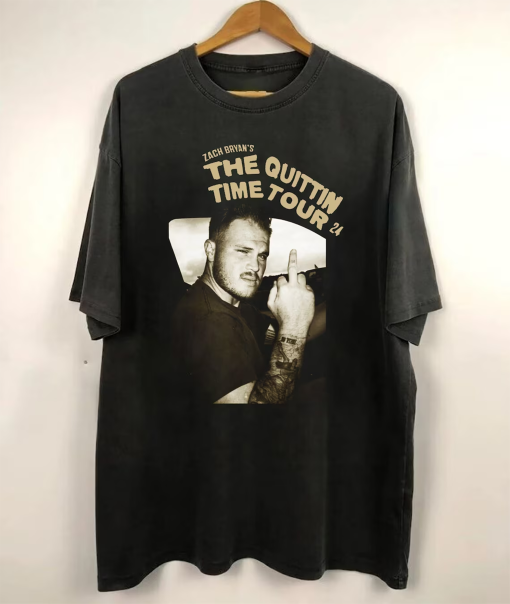 Zach Bryan Middle finger Shirt, The Quittin Time Tour 2024 Shirt, Zach Bryan Unisex Shirt For Fan Concert Country Music