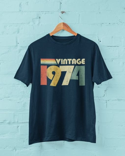 Vintage 1974 50th Birthday T Shirt 2024 retro fiftieth gift ideas BY30