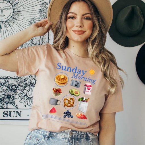 Sunday Morning Graphic Tee, Aesthetic Crewneck T-Shirt, Trendy Graphic Shirt, Breakfast Club Top, Aesthetic Shirt Women, Vintage Cute Shirt