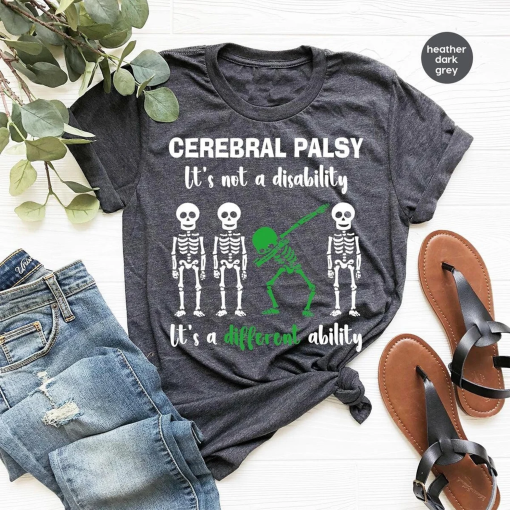 Cool Cerebral Palsy T-Shirt, Cerebral Palsy Survivor Gifts, Cerebral Palsy Awareness Month, Family Support T Shirt, Skeleton Graphic Tees