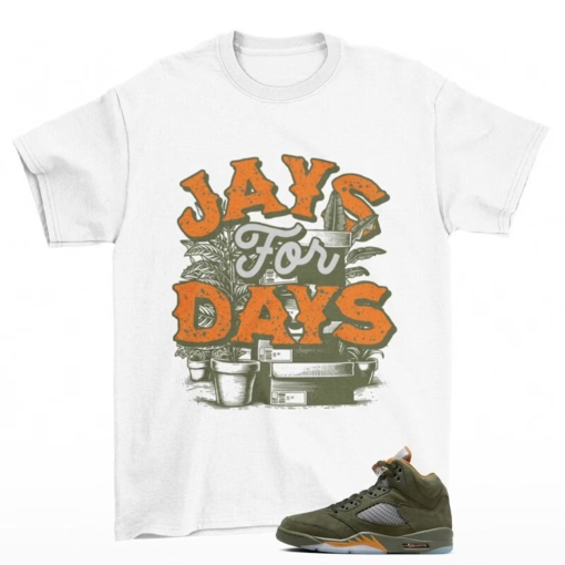 Stacked Jordan 5 Olive Retro Sneaker Matching Tee Shirt