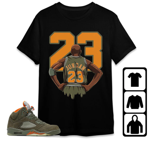 Jordan 5 Olive Unisex Shirt, Kid, Toddler, Sweatshirt, Hoodie, MJ 23 Back, Shirt To Match Sneaker