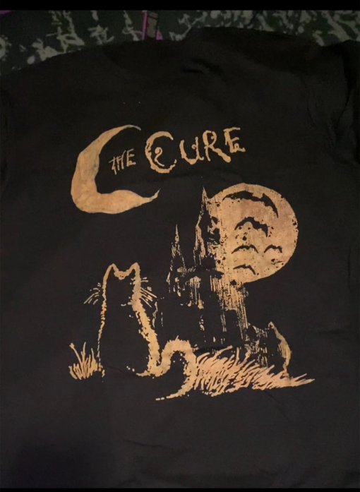 The Cure Cat Tee, 90s Alt Indie Rock, Unisex shirt, Music Gifts, Cat Lover gifts, the cure fan gifts, band tee, the cure graphic tee