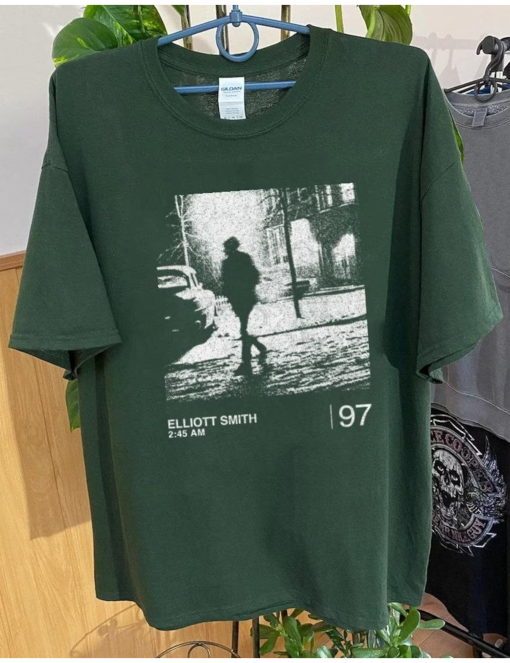 Elliott Smith / 2:45am / Minimalist Graphic Artwork Design aesthetic shirt, vintage Elliott Smith 90s rock band tee, Elliott Smith merch