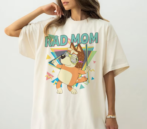 Bluey Rad Mom Shirt Bluey Family Shirt Retro Chilli Heeler Shirt/ Mum Bluey Birthday Party Shirts/ Bluey Chilli Mum Shirt/ Gift for Mom