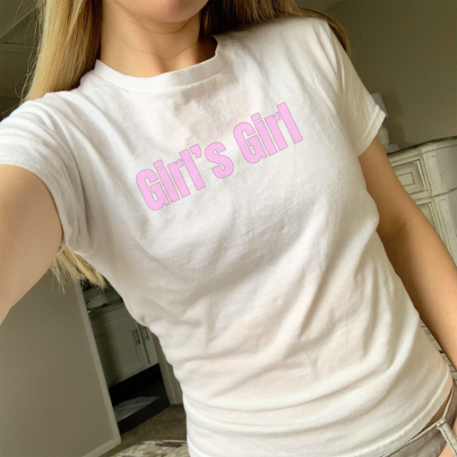 Girl’s Girl Y2k  crop top, Pink Girlhood Tshirt, Aesthetic 2000s Slogan crop top, Teenage Girl Gift, Y2k Grunge Top, Coquette Clothes