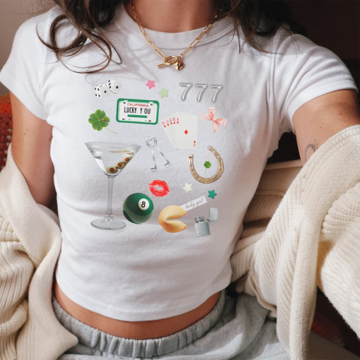 St Patricks Day crop top. Y2k Graphic Baby Tee, Girlhood Collage, Coquette shirt, Lucky Shirt, 90s crop top, Lucky Girl Syndrome, Irish