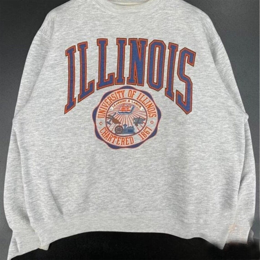 Vintage University of Illinois Logo Sweatshirt, NCAA Illinois Fighting Illini Shirt, University of Illinois