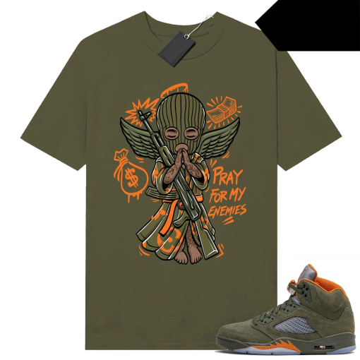 Jordan 5 Olive Green match Sneaker Match Tees Olive “PRAY”