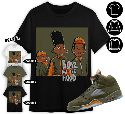 Jordan 5 Olive Unisex Shirt, Sweatshirt, Hoodie, Boyz N The Hood 90s, Shirt To Match Sneaker Color Military Green