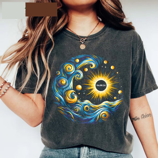 Van Gogh Total Solar Eclipse 2024 T-shirt, Spring Solar Eclipse Sweatshirt, Moon Astronomy Shirt, Stargazer Hoodie, Astronomy Lover Gift