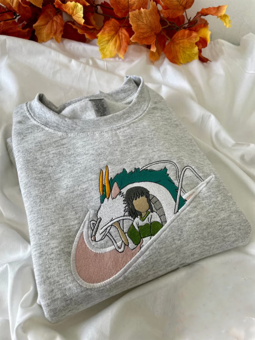 N.k.e Spirited Away Embroidered Sweatshirt , Vintage Crewneck, Chi.hi.ro Custom , Studio Ghi.b.li Embroidered An.i.me C.arto.on Shirt