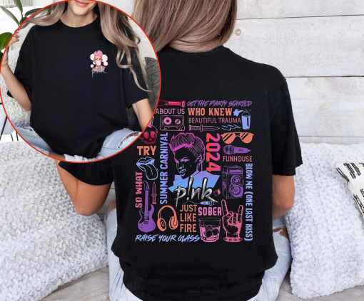 P!nk Pink Singer Summer Carnival 2024 Tour 2 Sided Shirt, 2024 Pink Concert Sweatshirt, Music Tour 2024 Shirt, Trustfall Album Shirt