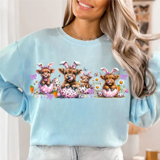 Easter Day Baby Highland Cow shirt, Retro Easter shirt, Easter Bunny shirt, Clover, Shamrock shirt, Happy Easter Sublimation shirt, Digital File