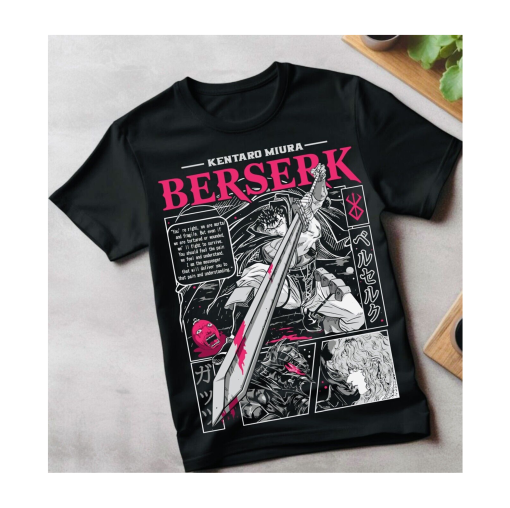 Berserk T-shirt Strip Guts Berserker Armour Horror Anime Gift Tee Shirt All