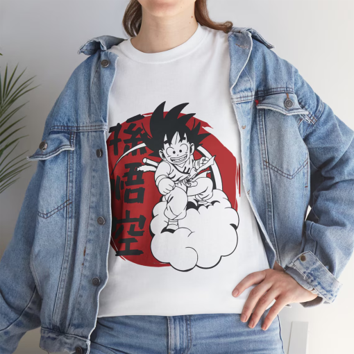 Dragon ball Z Shirt, Young Goku Riding Cloud Portrait, Anime T-Shirt, 100% Premium Cotton, Great for Anime Fans!