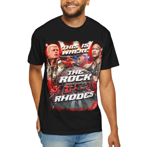 The Rock Meets Cody Rhodes Graphic Shirt Wrestling Gear Fans Unisex Comfort Colors Black Tshirt Pro Wrestling Gear