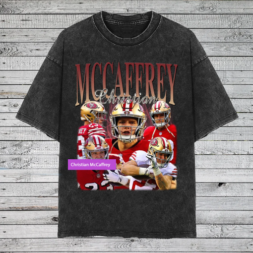 Christian McCaffrey Vintage T-Shirt, Running back Homage Graphic Unisex Long Sleeve, Retro 90’s Fans Washed Hoodie Gift