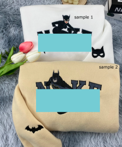 Bat//man and Cat//woman Matching Sweatshirt, Embr Sweatshirt