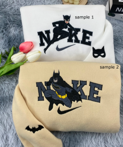 Bat//man and Cat//woman Matching Sweatshirt, Embr Sweatshirt