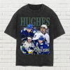 Jack Hughes Vintage T-Shirt, Ice Hockey Center Homage Graphic Unisex Long Sleeve, Bootleg Retro 90’s Fans Washed Hoodie Gift