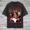 Quinn Hughes Vintage Washed T-Shirt, Ice Hockey Defence Homage Graphic Unisex Long Sleeve, Bootleg Retro 90’s Fans Hoodie Gift